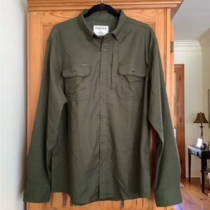 Poncho Men's Dark Olive Casual Button Down Shirt